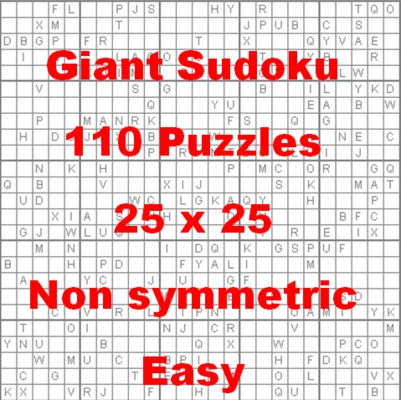 Product picture 110 Giant Sukoku Puzzles 25 x 25 Non Symmetric Easy
